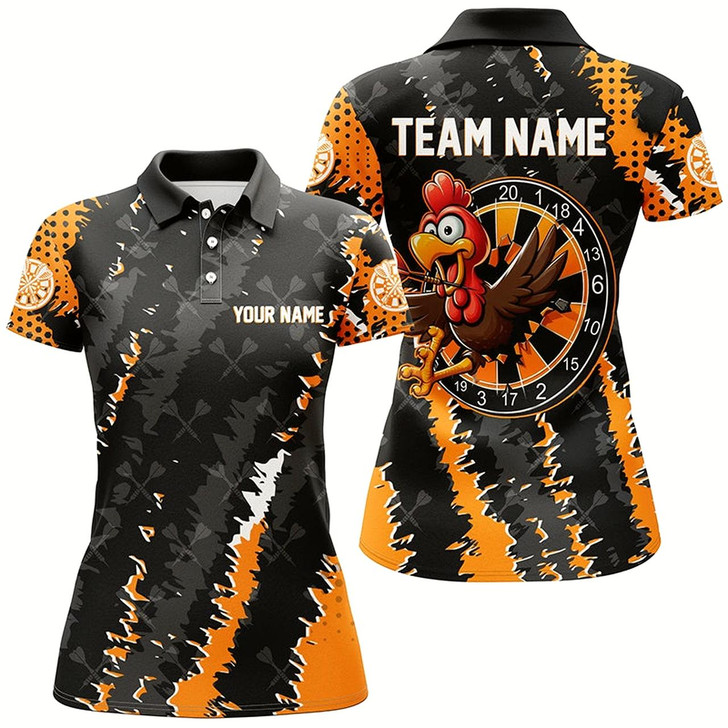 Goofygear Funny Turkey Custom Orange Black Darts Shirts For Women, Thanksgiving Darts Jerseys, Darts Gifts
