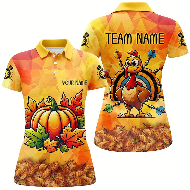 Goofygear Personalized Autumn Pumpkin Thanksgiving Dart Shirts For Women, Funny Turkey Dart Jerseys Dart Gifts