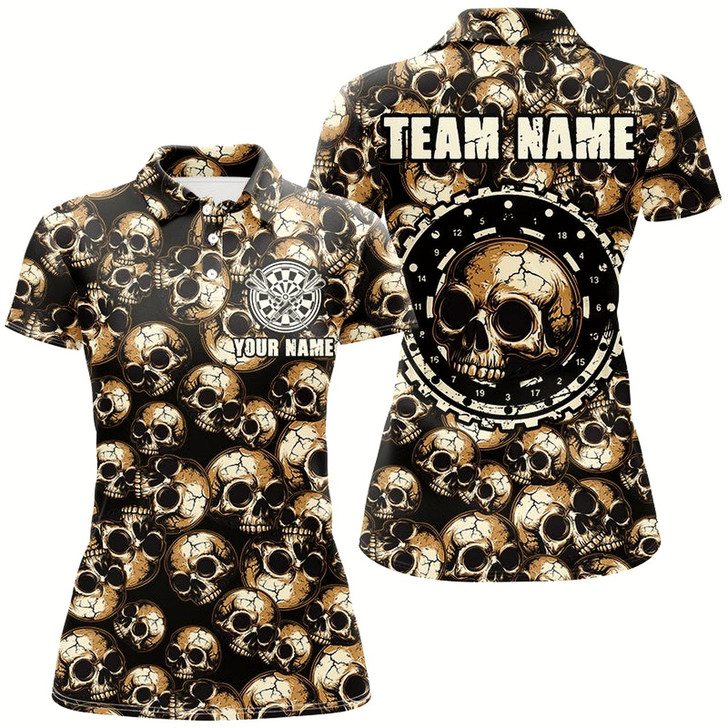 Goofygear Personalized Retro Skull Pattern Darts Shirts For Women Custom Scary Darts Jerseys, Darts Uniform