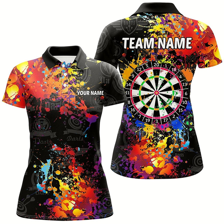 Goofygear Personalized Dartboard Colorful Paint Custom Black Darts Shirts For Women, Grunge Style Darts Jerseys
