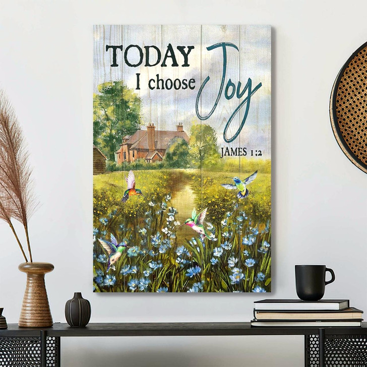 Today I Choose Joy Tranquil Scenery Canvas Wall Art Featuring Bible Verse And Scripture For Relaxing Faith Decor