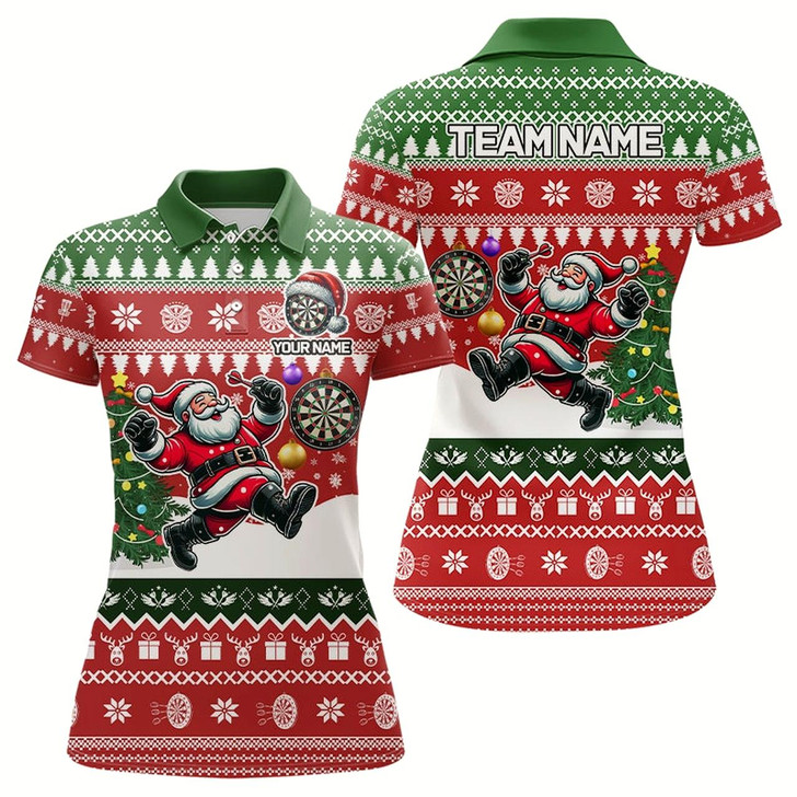 Goofygear Funny Santa Christmas Pattern Custom Dart Shirts For Women, Christmas Dart Jerseys, Xmas Dart Gifts