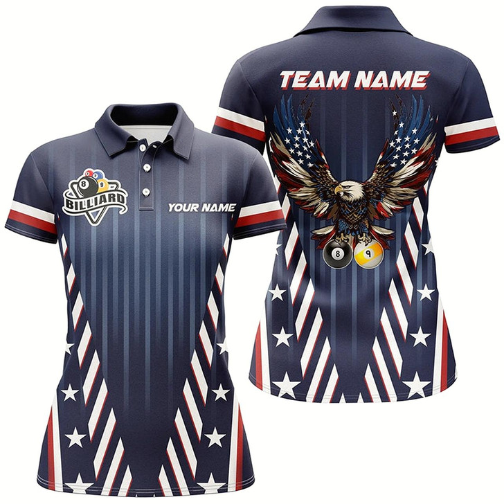 Goofygear Customized Eagle American 8 & 9 Ball Billiard Shirts For Women, Patriotic Billiard Flag Team Jerseys