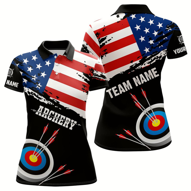 Goofygear Personalized Grunge Usa Flag Archery Shirts For Women Custom Patriotic 4Th Of July Archery Jerseys
