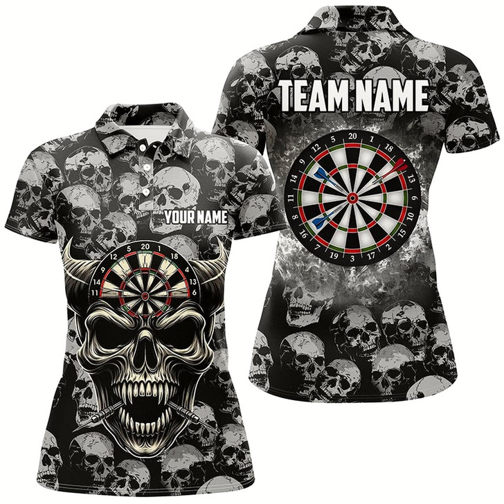 Goofygear Personalized Retro Skull Pattern Darts Shirts For Women Custom Funny Skull Darts Jerseys For Team