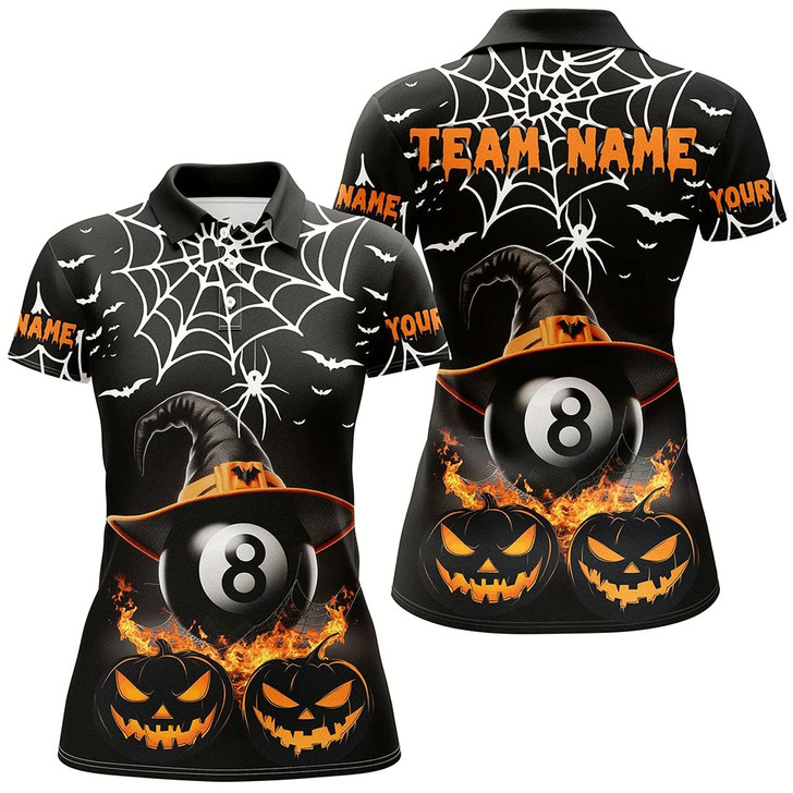 Goofygear Personalized Halloween 8 Ball Pool Funny Pumpkin Billiard Shirts For Women, Halloween Billiard Gifts