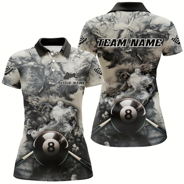 Goofygear Personalized Black White 8 Ball Pool Hazy Smoke Billiard Shirts For Women Custom 3D Billiard Jerseys