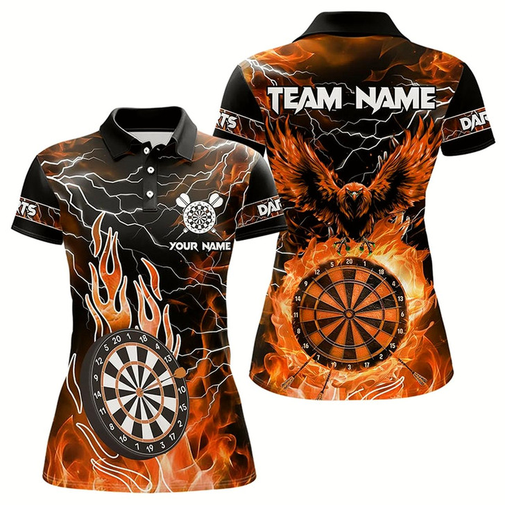 Goofygear Orange Dart Board Fire Flame Custom Eagle Dart Shirts For Women, Thunder Lightning Dart Team Jerseys