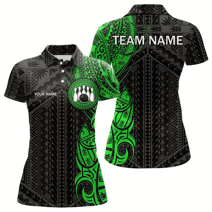 Goofygear Black And Green Tribal Pattern Womens Bowling Shirts Custom Bowling Outfit Ladies Team Bowling Jerseys