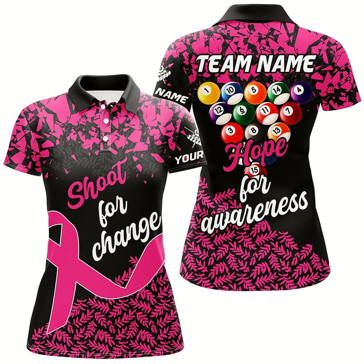 Goofygear Shoot For Change Hope For Awareness Billiard Shirts For Women Custom Breast Cancer Billiard Jerseys