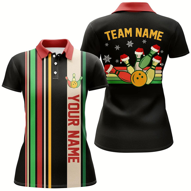 Goofygear Retro Bowling Shirt For Women Custom Funny Christmas Team Bowling League Jersey Ladies Christmas Gifts
