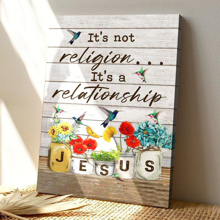 Jesus It’s Not Religion It’s A Relationship Canvas Wall Art Featuring Bible Verse And Scripture For Authentic Faith