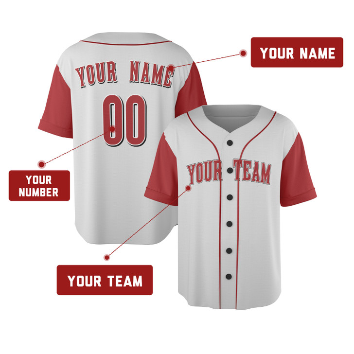 Personalized Men's Cincinnati Reds Baseball Jersey White Red Style - Custom Team, Name & Number