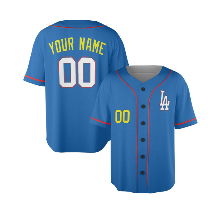 Personalized Men's Los Angeles Dodgers Baseball Jersey Blue All Star Style - Custom Name & Number
