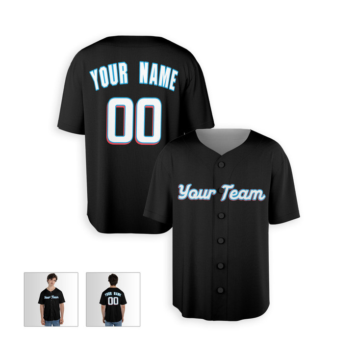 Personalized Men's Miami Marlins Baseball Jersey Black Alternate Style - Custom Team, Name & Number