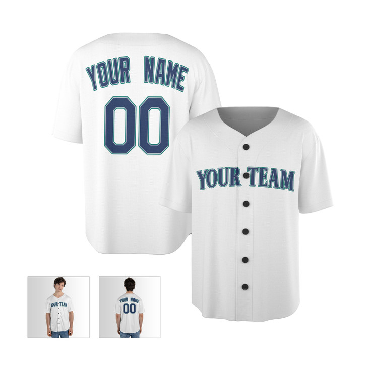 Personalized Men's Seattle Mariners Baseball Jersey White Home Style - Custom Team, Name & Number
