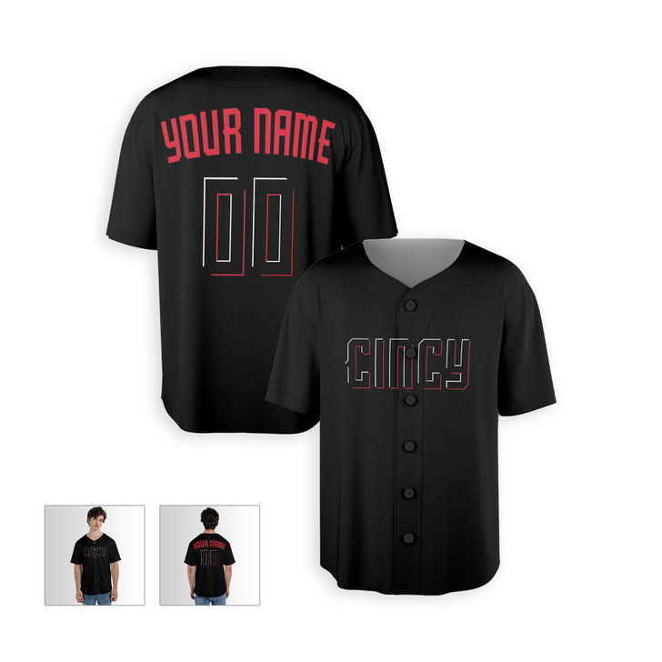 Personalized Men's Cincinnati Reds Baseball Jersey Black - Custom Name & Number