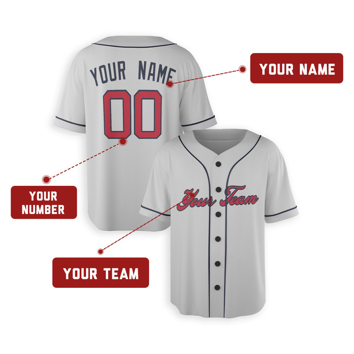Personalized Men's Atlanta Braves Baseball Jersey Gray Away Style - Custom Team, Name & Number