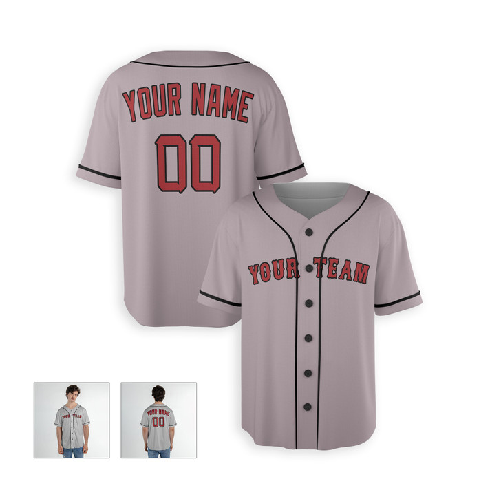 Personalized Men's Boston Red Sox Baseball Jersey Gray Away Style - Custom Team, Name & Number