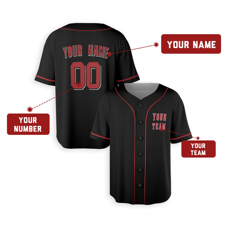 Personalized Men's Cincinnati Reds Baseball Jersey Black Heritage Style - Custom Team, Name & Number