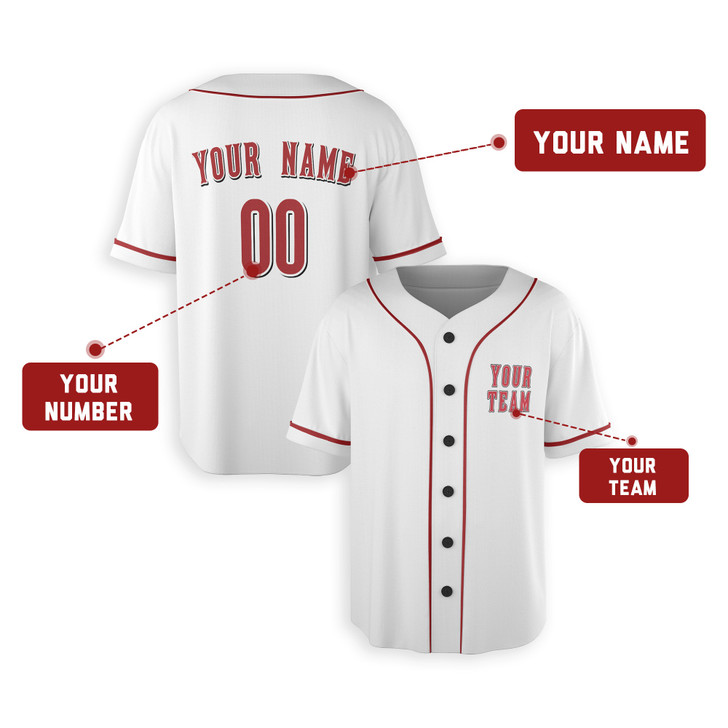 Personalized Men's Cincinnati Reds Baseball Jersey White Home Style - Custom Team, Name & Number
