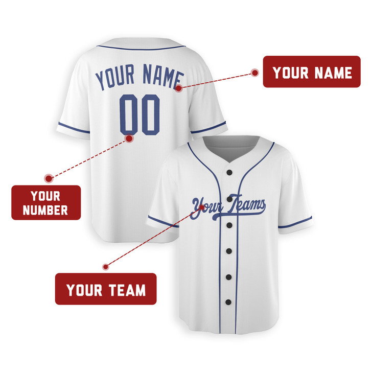 Personalized Men's Los Angeles Dodgers Baseball Jersey White Home Style - Custom Team, Name & Number