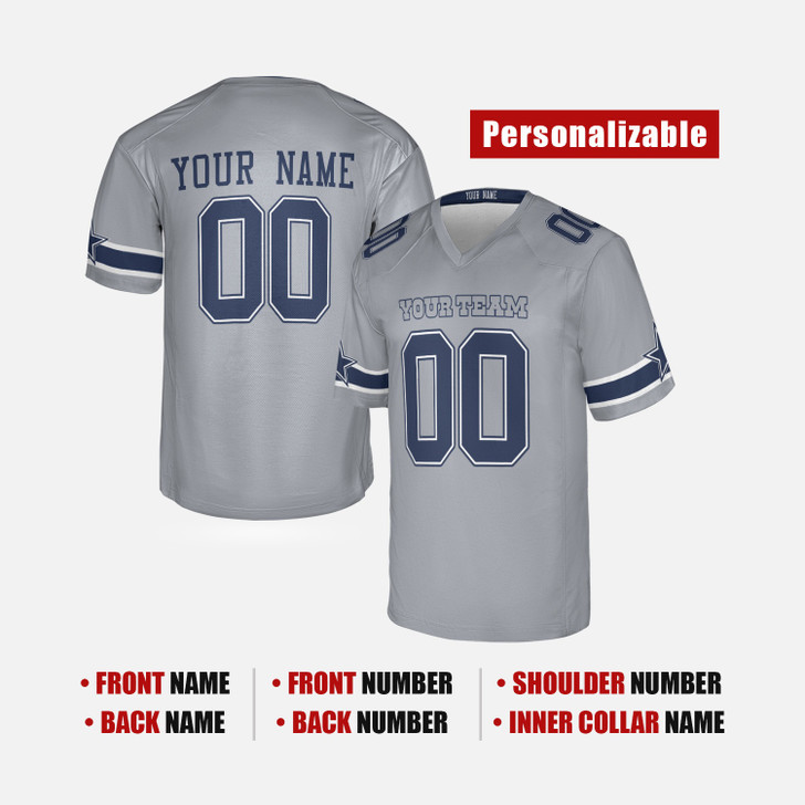 Personalized Men's Dallas Cowboys Football Jersey Gray Inverted Legend Player Style - Custom Team, Name & Number