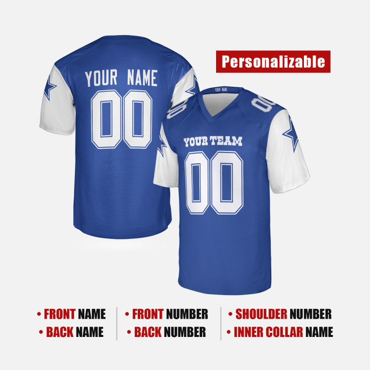 Personalized Men's Dallas Cowboys Football Jersey Navy Legacy Fan Style - Custom Team, Name & Number