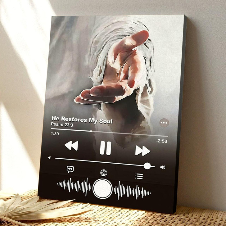He Restores My Soul Psalm 23 3 Canvas Wall Art With Comforting Scripture For Christian Home Decor