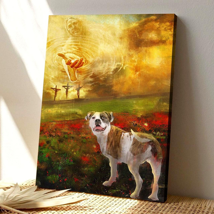 Christian Canvas Wall Art Jesus And American Bulldog Leading The Way To A Beautiful World Filled With His Love Canvas