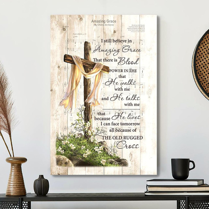 Christian Canvas Wall Art Bible Verse Canvas Amazing Grace Cross Jesus Inspirational Art Poster