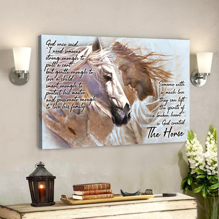 Jesus And Horse Canvas Prints God Created The Horse Jesus Canvas Wall Art Christian Wall Art Print