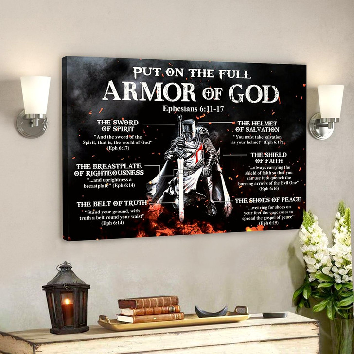 Put On The Full Armor Of God (Ephesians) Canvas Wall Art Christian Canvas Prints Faith Canvas Bible Verse Canvas