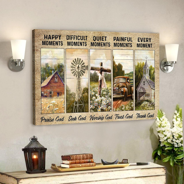 Beautiful Farm Land Every Moment Thank God Bible Verse Canvas Scripture Canvas Wall Art