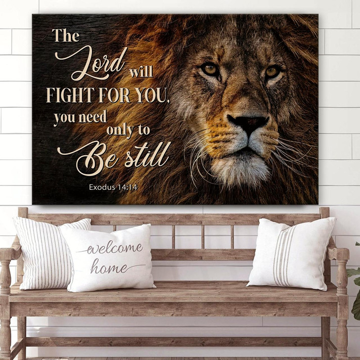 Lion Of Judah Exodus 1414 The Lord Will Fight For You Wall Art Canvas Canvas Painting