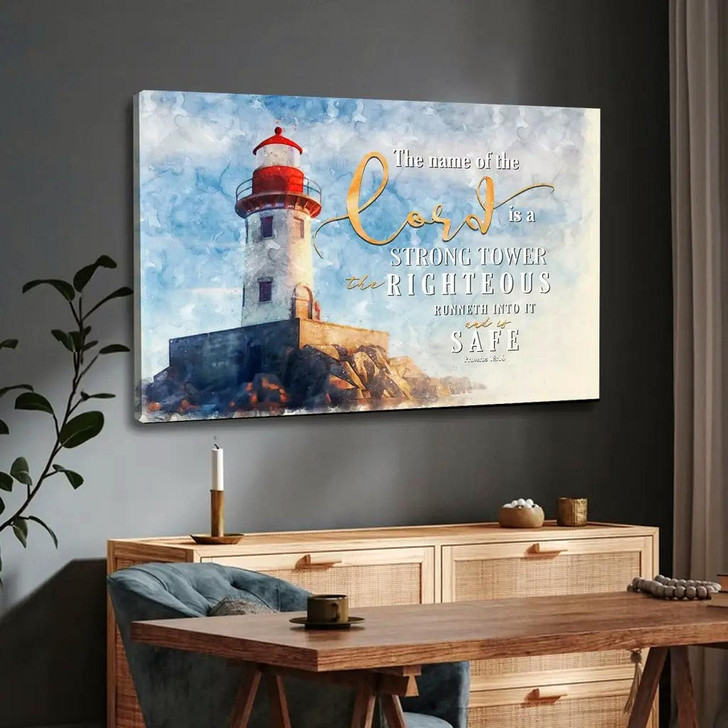 Proverbs 1810 The Name Of The Lord Is A Strong Tower Wall Art Canvas Jesus Christ Wall Art Gift