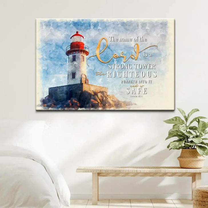 Proverbs 1810 The Name Of The Lord Is A Strong Tower Wall Art Canvas Jesus Christ Wall Art Gift