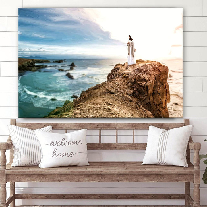 Jesus Christ Standing On Stone Canvas Art Jesus Christ Pictures Jesus Wall Art Christian Wall Decor