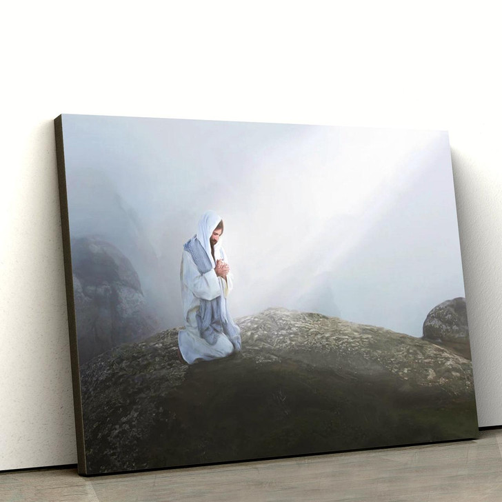 Jesus Christ Kneel Pray On Stone Canvas Art Jesus Christ Pictures Jesus Wall Art Christian Wall Decor