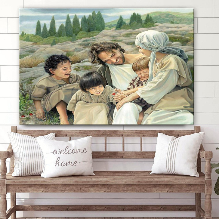 Jesus With Children Canvas Pictures Jesus Christ Canvas Art Christian Wall Canvas