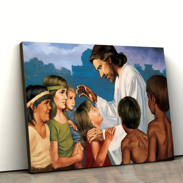Jesus Christ Blessing Children Nephite Canvas Wall Art Easter Wall Art Christian Canvas Wall Art