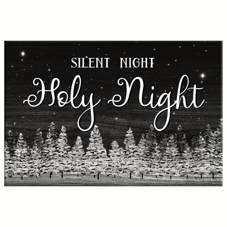 Silent Night Holy Night Christmas Tree Wall Art Canvas Religious Wall Decor