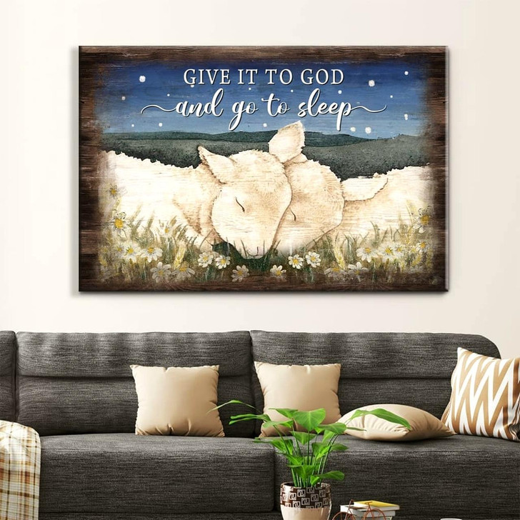Lamb Of God, Give It To God And Go To Sleep Wall Art Canvas Print Religious Wall Decor
