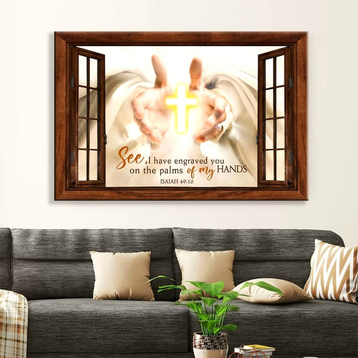 I Have Engraved You On The Palms Of My Hands Canvas Print, Bible Verse Wall Decor Religious Wall Decor