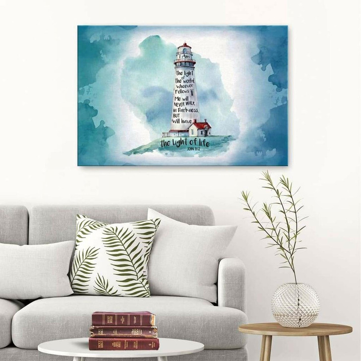 I Am The Light Of The World John 812 Bible Verse Wall Art Canvas Religious Wall Decor