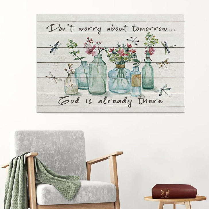 Don't Worry About Tomorrow Canvas Wall Art Religious Wall Decor Inspirational Scripture Canvas Decor