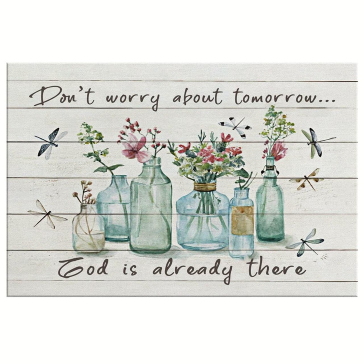 Don't Worry About Tomorrow Canvas Wall Art Religious Wall Decor Inspirational Scripture Canvas Decor