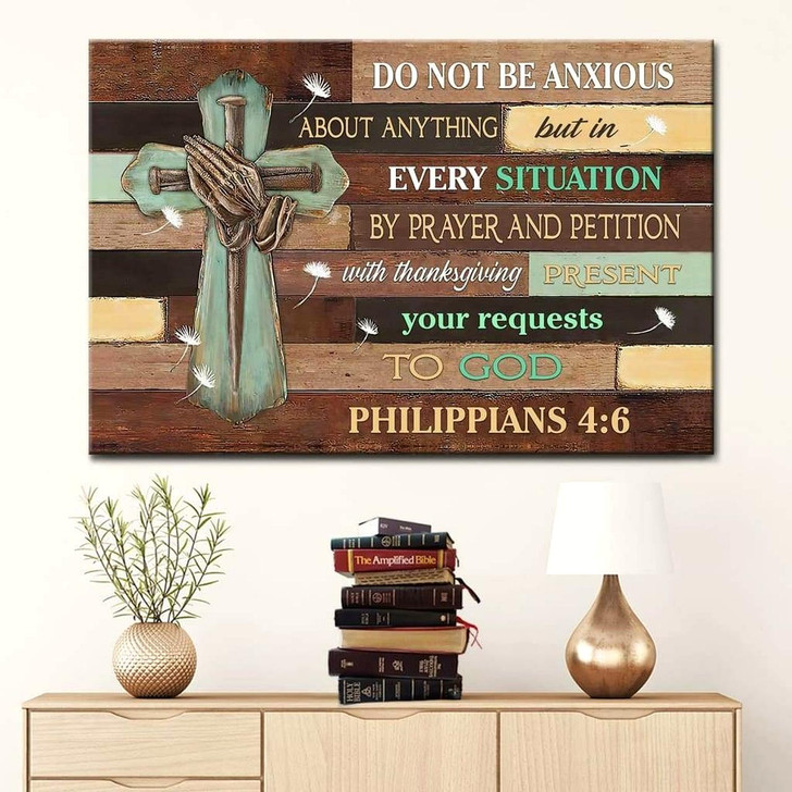 Do Not Be Anxious About Anything Philippians 46 Niv Bible Verse Wall Art Canvas Religious Wall Decor
