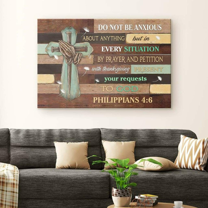 Do Not Be Anxious About Anything Philippians 46 Niv Bible Verse Wall Art Canvas Religious Wall Decor