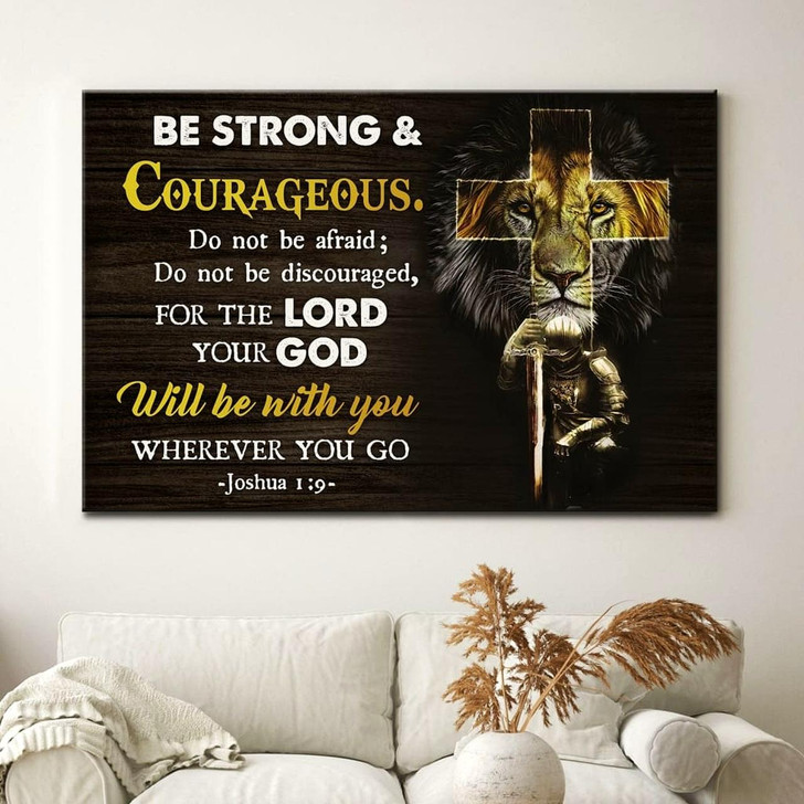 Christian Warrior Be Strong And Courageous Joshua 19 Wall Art Canvas Print Religious Wall Decor